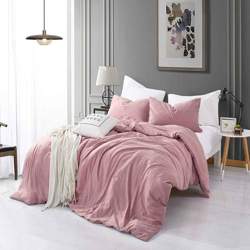 ALAZURIA Bedding Duvet Cover 2 Piece Set - Super Soft Prewashed, Duvet Covers Twin with Zipper Closure & 4 Corner Ties (1 Duvet Cover + 1 Pillow Case) Terracotta Pastel, Twin