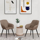 annjoe Faux Leather Accent Arm Chairs for Living Room Leisures/ Upholstered Chair with Metal Legs Set of 2 for Home Kitchen Office Bistro Cafe, Brown