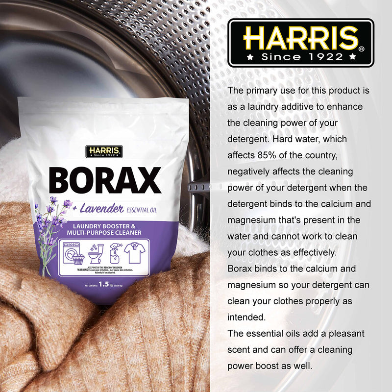 Harris Borax Powder Laundry Booster and Multipurpose Cleaner, 1.5lb (Unscented)