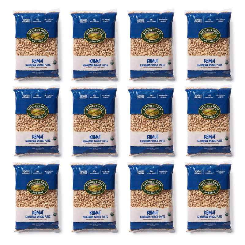 Nature's Path Organic Kamut Puffs Cereal,Earth Friendly Package, Khorasan Wheat Puffs, Non-GMO, 16g Whole Grains, No Added Sugar,6 Ounce (Pack of 12)