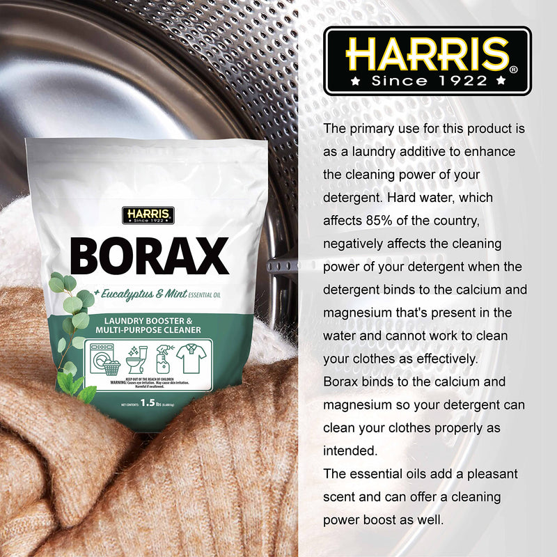 Harris Borax Powder Laundry Booster and Multipurpose Cleaner, 1.5lb (Unscented)