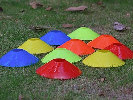 10 Pack Durable Disc Cones Sets Playing Field Marker for Agility Training, Football, Kids, Sports, Cone Markers (5 Colors), red,orange,yellow,green,blue, Small