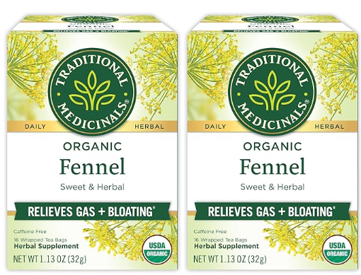 Traditional Medicinals Organic Fennel Herbal Tea, Promotes Digestive Health, (Pack of 1) - 16 Tea Bags