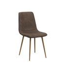 CangLong Modern ‎Faux Leather Dining Chairs, PU Cushion Seat Back，Metal Legs for Kitchen Dining Room Side Chair, Set of 2, Brown