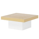 Tribesigns Square LED Coffee Table Maple & White Engineered Wood Coffee Table Low Coffee Table for Living Room Rustic Farmhouse Coffee Table