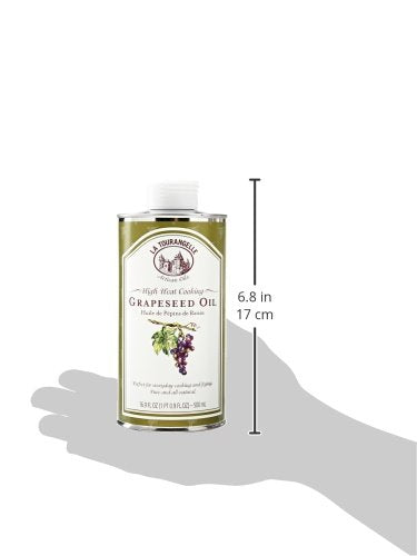 La Tourangelle, Expeller-Pressed Grapeseed Oil, High Heat Neutral Cooking Oil, Cast Iron Seasoning, Also Great for Skin, Hair, and DIY Beauty Recipes, 16.9 fl oz