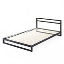 ZINUS Trisha Metal Platforma Bed Frame with Headboard, Wood Slat Support, No Box Spring Needed, Easy Assembly, Queen,Black