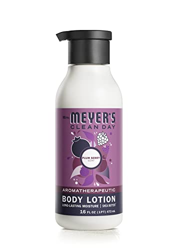 MRS. MEYER'S CLEAN DAY Body Lotion for Dry Skin, Non-Greasy Moisturizer Made with Essential Oils, Plum Berry, 15.5 oz