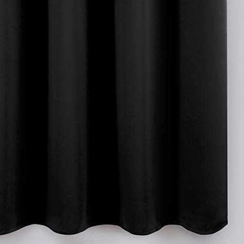LEMOMO Blackout Curtains 52 x 84 inch/Black Set of 2 Panels/Thermal Insulated Room Darkening Bedroom Curtains