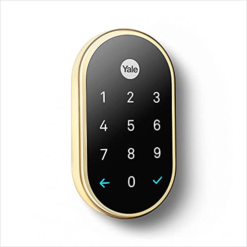 Google Nest x Yale Lock - Tamper-Proof Smart Lock for Keyless Entry - Keypad Deadbolt Lock for Front Door - Works with Nest Secure Alarm System - Satin Nickel