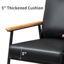 GYI Brown Leather Accent Chair Set of 2, 23.6'' Wide Armchair Set of 2, Industrial Black Metal Frame Accent Chairs with Wood Arms, Mid-Century Modern Comfy Sofa Chair for Living Room, Bedroom