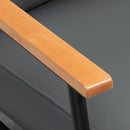 GYI Brown Leather Accent Chair Set of 2, 23.6'' Wide Armchair Set of 2, Industrial Black Metal Frame Accent Chairs with Wood Arms, Mid-Century Modern Comfy Sofa Chair for Living Room, Bedroom