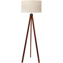 LEPOWER Wood Tripod Floor Lamp, Mid Century Standing Reading Light for Living Room, Bedroom, Study Room and Office, Modern Design, Flaxen Shade with E26 Base (Walnut)