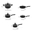 Amazon Basics Non-Stick Cookware 15-Piece Set, Pots, Pans and Utensils, Black