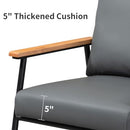 GYI Brown Leather Accent Chair Set of 2, 23.6'' Wide Armchair Set of 2, Industrial Black Metal Frame Accent Chairs with Wood Arms, Mid-Century Modern Comfy Sofa Chair for Living Room, Bedroom