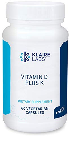 Klaire Labs Vitamin D Plus K - 5000 IU Vitamin D3 with Vitamin K2 MK-7, Bioavailable Formula for Bone, Cardiovascular & Immune Support (60 Capsules) (Shipping Only)