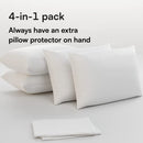 Niagara 4 Pack King Pillow Protectors with Zipper, Soft Quiet Cotton Sateen, Effective Dust Protection, Stay in Place Pillow Covers, Ideal for Home, Guests, Rentals (20x36 Inches)