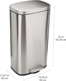 Amazon Basics Smudge Resistant Small Rectangular Trash Can With Soft-Close Foot Pedal, Brushed Stainless Steel, 5 Liter/1.32 Gallon,7.3 x 8.5 x 11.8 inches (LxWxH), Satin Nickel Finish