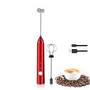 Delm Milk Frother Electric USB Stainless Steel Accessory (Red)