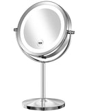 Gospire 1x/10x Magnifying Lighted Makeup Mirror Double Sided Round Standing 360 Degree Swivel Mirror for Shaving Bathroom 7 Inch Diameter
