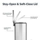 Amazon Basics Smudge Resistant Small Rectangular Trash Can With Soft-Close Foot Pedal, Brushed Stainless Steel, 5 Liter/1.32 Gallon,7.3 x 8.5 x 11.8 inches (LxWxH), Satin Nickel Finish