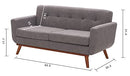 Kingfun Tbfit 65" W Loveseat Sofa, Mid Century Modern Decor Love Seat Couches for Living Room, Button Tufted Upholstered Love Seats Furniture, Solid and Easy to Install Small Couch for Bedroom, Grey…