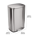 Amazon Basics Smudge Resistant Small Rectangular Trash Can With Soft-Close Foot Pedal, Brushed Stainless Steel, 5 Liter/1.32 Gallon,7.3 x 8.5 x 11.8 inches (LxWxH), Satin Nickel Finish