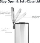 Amazon Basics Smudge Resistant Small Rectangular Trash Can With Soft-Close Foot Pedal, Brushed Stainless Steel, 5 Liter/1.32 Gallon,7.3 x 8.5 x 11.8 inches (LxWxH), Satin Nickel Finish