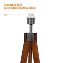LEPOWER Wood Tripod Floor Lamp, Mid Century Standing Reading Light for Living Room, Bedroom, Study Room and Office, Modern Design, Flaxen Shade with E26 Base (Walnut)