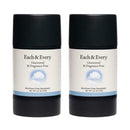 Each & Every 2-Pack Natural Aluminum-Free Deodorant for Sensitive Skin with Essential Oils, Plant-Based Packaging (Unscented, 2.5 Ounce (Pack of 2))