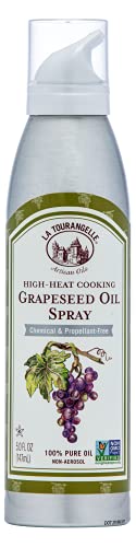 La Tourangelle, Expeller-Pressed Grapeseed Oil, High Heat Neutral Cooking Oil, Cast Iron Seasoning, Also Great for Skin, Hair, and DIY Beauty Recipes, 16.9 fl oz