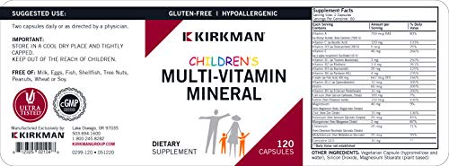 Kirkman Children's Multi-Vitamin/Mineral - Hypoallergenic | 120 Vegetarian Capsules (Shipping Only)