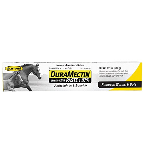 DuraMectin Ivermectin Paste 1.87% Horse Wormer 1 Tube (for Horses only)