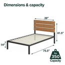 ZINUS Paul Metal and Bamboo Platform Bed Frame, Wood Slat Support, No Box Spring Needed, Easy Assembly, King