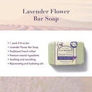 A LA MAISON Lavender Flower Bar Soap - Triple French Milled Natural Moisturizing Hand Soap Bar (3 Bars of Soap, 8.8 oz)