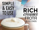 Powerful Milk Frother Foam Maker for Lattes - Whisk Drink Mixer for Coffee, Cappuccino, Frappe, Matcha, Hot Chocolate (Black)