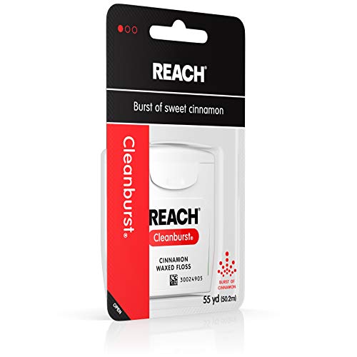 Reach Waxed Dental Floss Bundle | Effective Plaque Removal, Extra Wide Cleaning Surface | Shred Resistance & Tension, Slides Smoothly & Easily , PFAS FREE | Cinnamon Flavored, 55 Yard (Pack of 6)