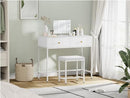 SUPERJARE Vanity Desk, Makeup Vanity with Lighted Mirror, White Desk with Drawers, 35.4 Inches Makeup Vanity Desk with Lights, for Bedroom, White and Gold