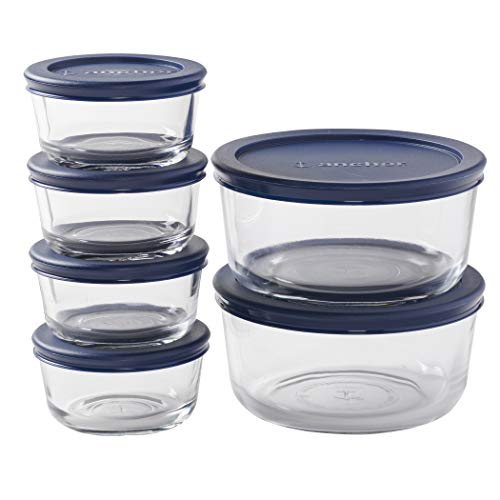 Anchor Hocking SnugFit 12 Piece Glass Food Storage Containers with Lids, Red