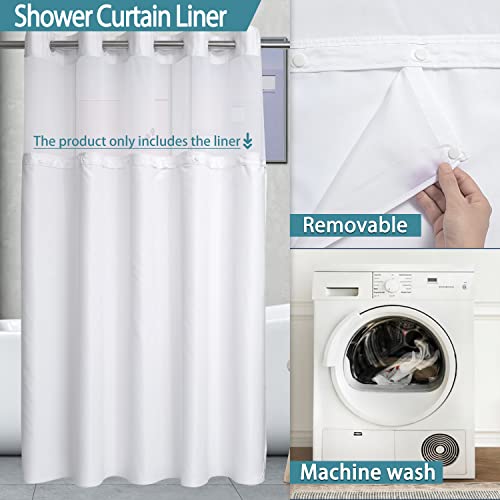 1 Pack Hotel Fabric Snap in Shower Curtain Liner Replacement Removable Water Repellent Liner for Bathroom Shower Curtain Liner 70W X 54H(70Wx54H (for 71(W) x74(H) Shower Curtain))