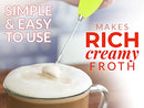 Powerful Milk Frother Foam Maker for Lattes - Whisk Drink Mixer for Coffee, Cappuccino, Frappe, Matcha, Hot Chocolate (Black)