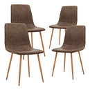 CangLong Modern ‎Faux Leather Dining Chairs, PU Cushion Seat Back，Metal Legs for Kitchen Dining Room Side Chair, Set of 2, Brown