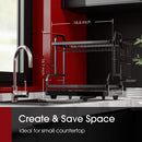 Sakugi Dish Drying Rack for Countertop - Rustproof Dish Rack, Space-Saving & Multipurpose Drying Rack for Kitchen Counter with Utensil Holder, Large-Capacity 2-Tier Dish Drying Rack, Black