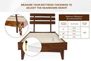 Bme Caden 15" Bed Frame with Adjustable Headboard - Mid Century, Retro Style with Acacia Wood - No Box Spring Needed - Wood Slat Support - Easy Assembly (Caramel, King (U.S. Standard))