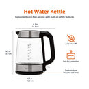 Amazon Basics Electric Glass and Steel Hot Tea Water Kettle, 1.7-Liter, Black and Sliver