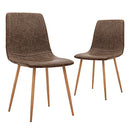 CangLong Modern ‎Faux Leather Dining Chairs, PU Cushion Seat Back，Metal Legs for Kitchen Dining Room Side Chair, Set of 2, Brown