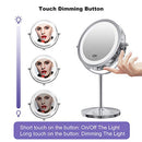 Gospire 1x/10x Magnifying Lighted Makeup Mirror Double Sided Round Standing 360 Degree Swivel Mirror for Shaving Bathroom 7 Inch Diameter