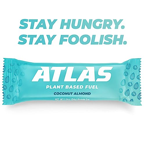 Atlas Protein Bar, 20g Protein, 1g Sugar, Clean Ingredients, Gluten Free, Dark Chocolate Almond (12 Count, Pack of 1)