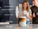 Powerful Milk Frother Foam Maker for Lattes - Whisk Drink Mixer for Coffee, Cappuccino, Frappe, Matcha, Hot Chocolate (Black)