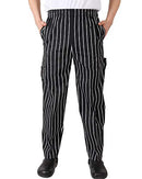 Chef Pant Black White Stripe Cargo Style Chef Uniforms L Men’s Classic Multi Pocket Baggy